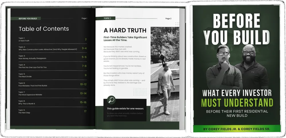 Before You Build guide, open to the table of contents and a page titled A Hard Truth, next to the cover