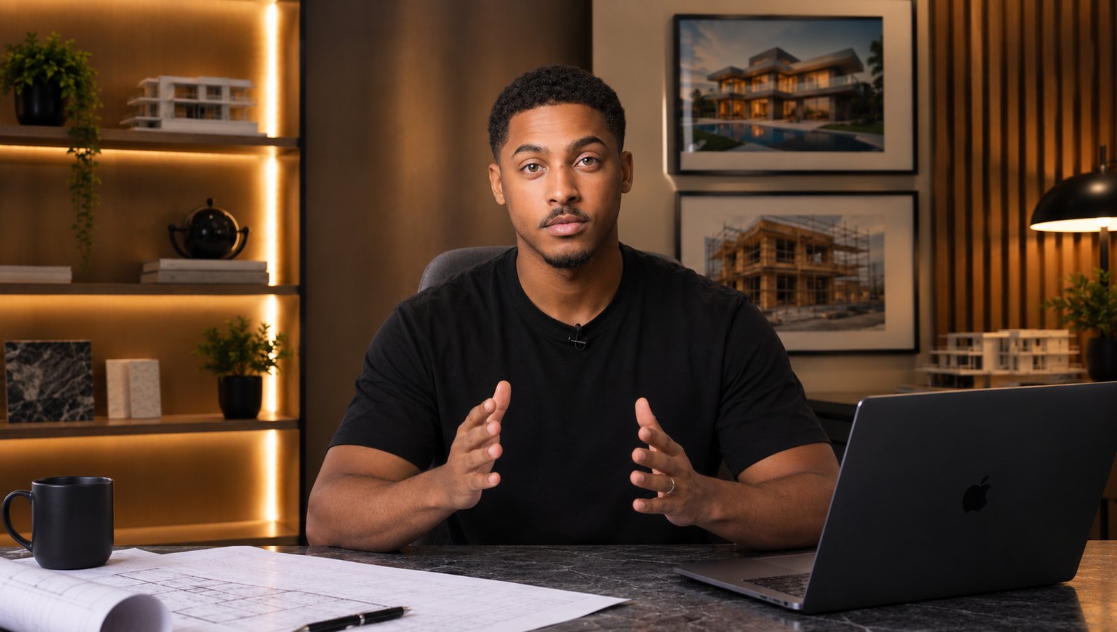 Corey Fields Jr. at his desk, talking to camera